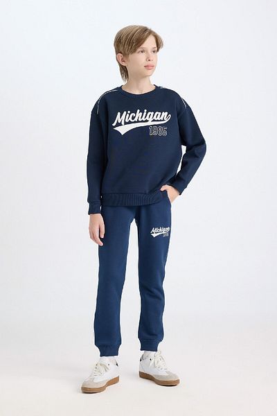 DeFacto Φούτερ για αγόρι Navy Blue με ελαστική στάμπα μέσης D2144a824wn