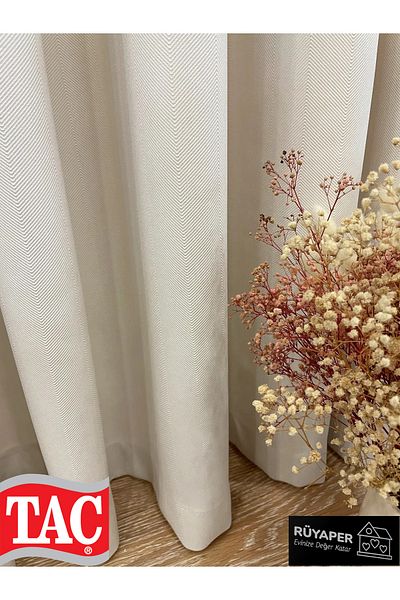 Taç Dreamper Cream Color - Linen 1/3 Sik Pleat Background Curtain