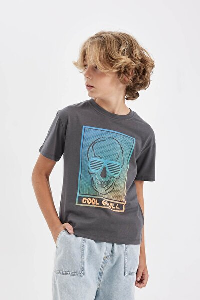 DeFacto Μπλουζάκι DFC - Boys' Crew Neck Gradient Printed T-shirt