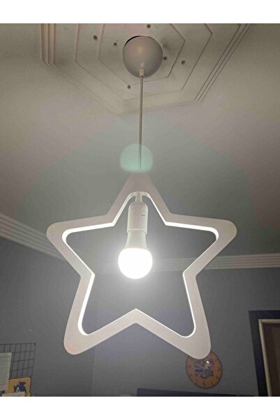 Ferisa Home Ahşap Wooden Yıldız Sarkıt Avize Ahşap Lüks Rustik Modern Dekoratif Lamba Çocuk Odası Avize