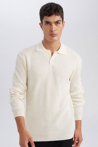 DeFacto Standard Fit Polo Neck Buttoned Knitwear Sweater D1959Ax24Au
