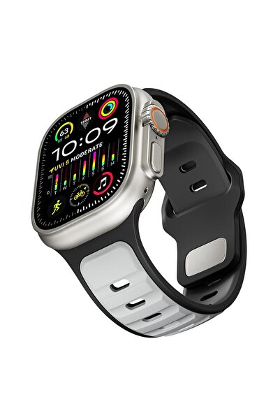 AktarMobile Apple Watch Ultra / Ultra 2 49 mm uyumlu Silikon Kordon Çift Renk...