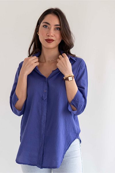 citycenterfashion Cămașă cu mânecă cu cot - 69% bumbac, croială asimetrică, stil tunică