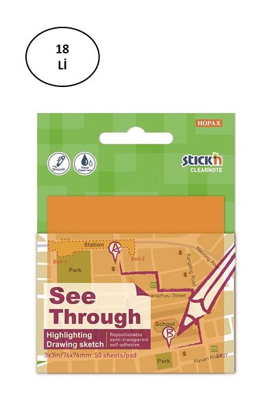 Gıpta Transparent Postit 76x76 Translucent Neon Orange 50 Sheets