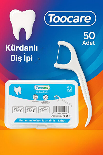 Toocare Premium Kalite 50 Adet Kürdanlı Diş İpi - Aromasız Sade