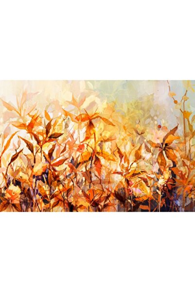 Zumzeria Tablou Canvas Floral Desen In Culori Portocaliu-Galben, 80x50cm, tabloucanvas1047, Zumzeria ®