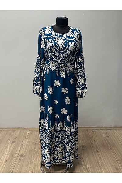 MSA Giyim Rochie din viscoză cu imprimeu floral, lungime întreagă, cu curea în talie