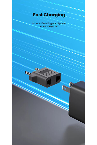 Derwell Amerikan Tipi Priz Dönüştürücü Fiş Çevirici Adaptörü Aparatı Siyah