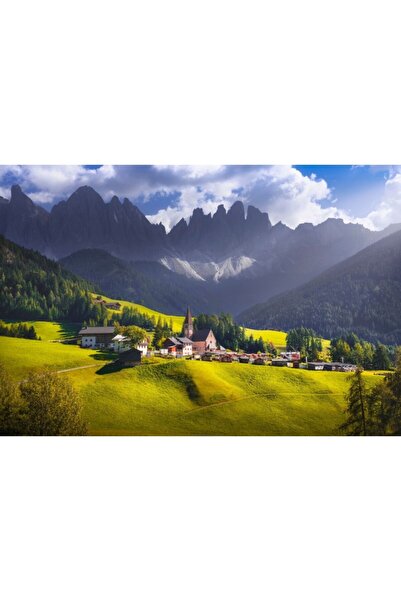 Zumzeria Καμβάς Tablou με θέα την κοιλάδα Funes στην Ιταλία, 80x50εκ., tablou...