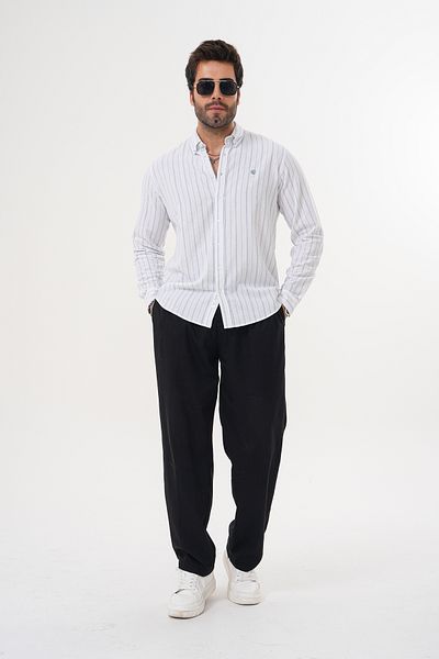 Catto Peak Men's 100% Cotton Breathable Sweat Absorbent Striped Regular Shirt