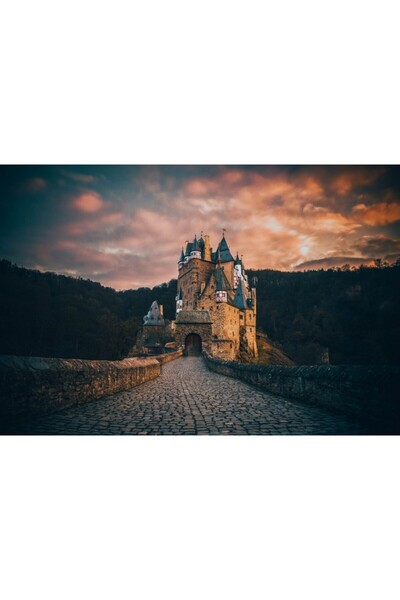 Zumzeria Tablou καμβάς Ηλιοβασίλεμα στο διάσημο κάστρο Eltz, 80x50εκ., tablou...