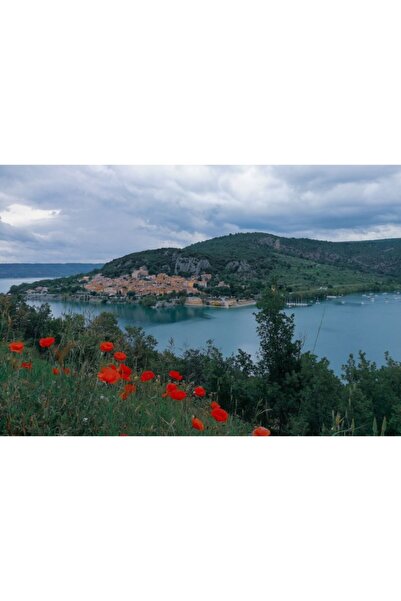 Zumzeria Tablou Canvas Small Beautiful Mountain Town, 80x50cm, tabloucanvas11...