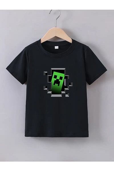 makiteks Ποιοτικό βαμβακερό χτενισμένο αγόρι κορίτσι Παιδικό μπλουζάκι με στάμπα 5 6 7 8 9 10 11 12 13 14 ετών Minecrafte