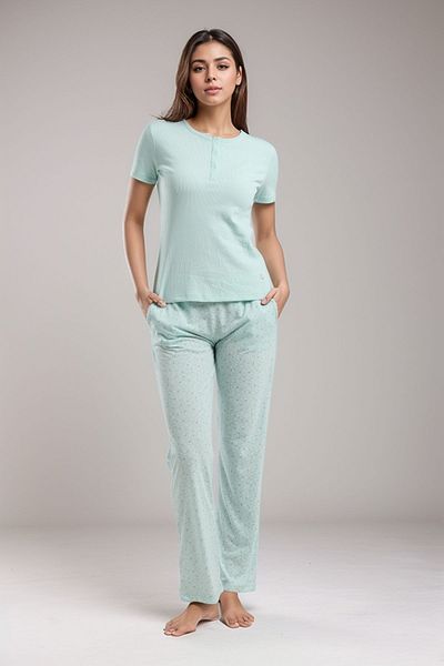 Pierre Cardin Women's Short Sleeve Button Detail Pajamas Set Ll.Pc01.K1.D013