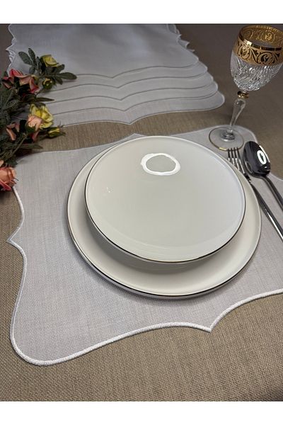 Smiling Home 6 Pieces Linen Ecru Color Presentation Etamine Suitable for Processing American Service/Placemat