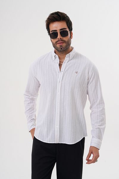 Catto Peak Men's 100% Cotton Breathable Sweat Absorbent Striped Regular Shirt