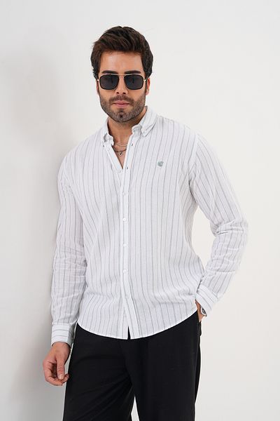 Catto Peak Men's 100% Cotton Breathable Sweat Absorbent Striped Regular Shirt