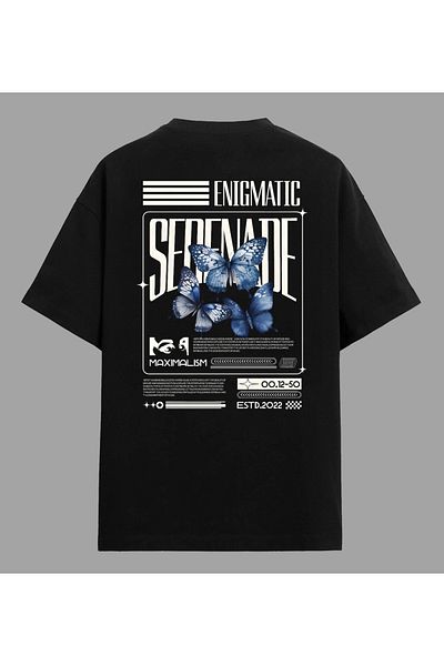Edizen Unisex Oversize Βαμβακερό T-shirt Enigmatic Serenat Premium Μαύρο