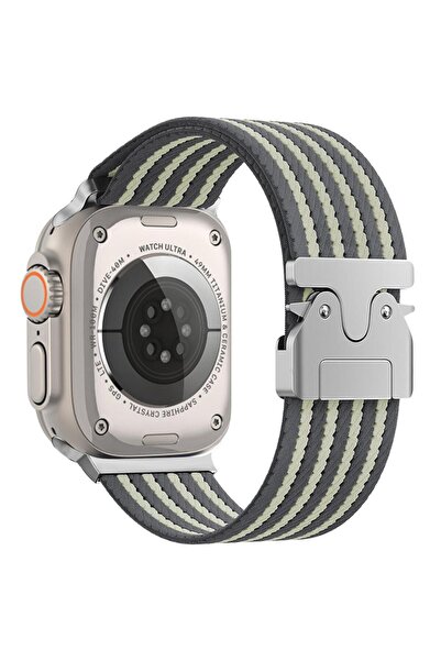 AktarMobile Apple Watch Ultra / Ultra 2 49 mm Uyumlu Naylon Dokuma Kumaş Kord...