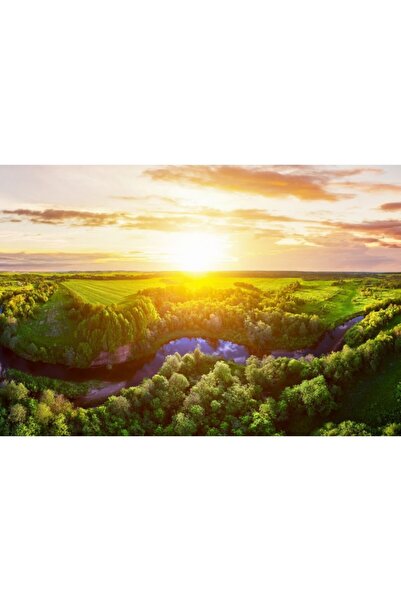 Zumzeria Καμβάς Tablou με γραφική θέα ενός ελικοειδούς ορεινού ποταμού, 80x50...