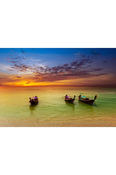 Zumzeria Πίνακας σε καμβά με θέμα τις βάρκες της ανατολής του ηλίου, 80x50εκ....