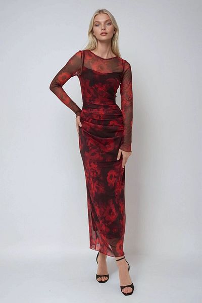 Hiccup Φόρεμα Bodycon Maxi Tulle με φλοράλ στάμπα