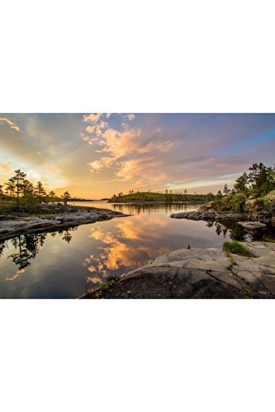 Zumzeria Tablou Canvas Красиво езеро под цветно небе, 80x50cm, tabloucanvas47...
