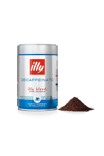 illy قهوة إسبريسو مطحونة - قهوة أرابيكا مطحونة 100% - كلاسيكو محمصة منزوعة الكافيين