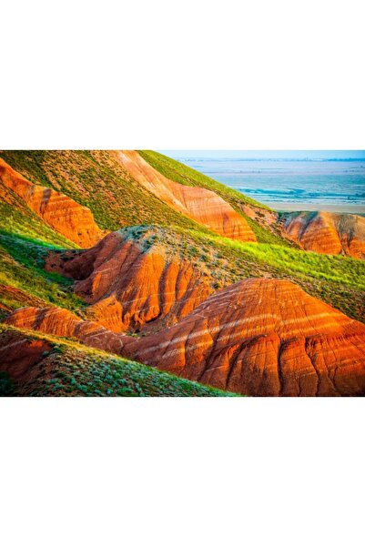 Zumzeria Tablou Canvas Iconic Red And Green Rocky Hills, 80x50cm, tabloucanva...