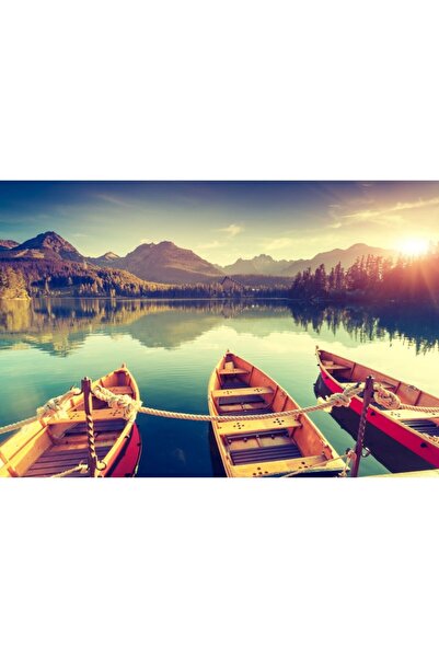 Zumzeria Πίνακας σε καμβά Mountain Lake Boates, 80x50εκ., καμβάς 45,