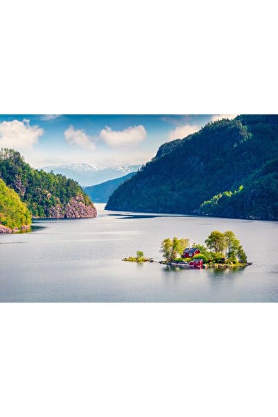 Zumzeria Καμβάς Tablou Νορβηγικό Σπίτι Στη Μέση Της Λίμνης, 80x50εκ., tablouc...