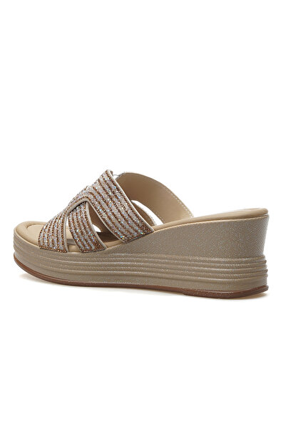 Guja Women's Wedge Heeled Stone Detailed Daily Slippers 25Y 25Y399-1 Z Beige