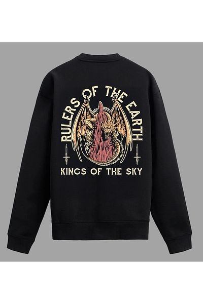 Edizen King Dragon Premium Sweatshirt Unisex Oversize 100% Cotton Black
