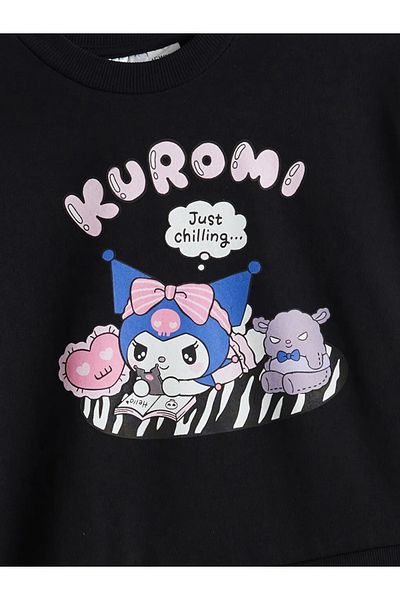 LC Waikiki Lcw Kids Black Crew Neck Kuromi Printed Girls' Dress