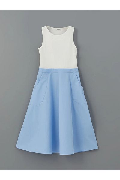LC Waikiki Lcw Kids Ecru Crew Neck Girl's Dress