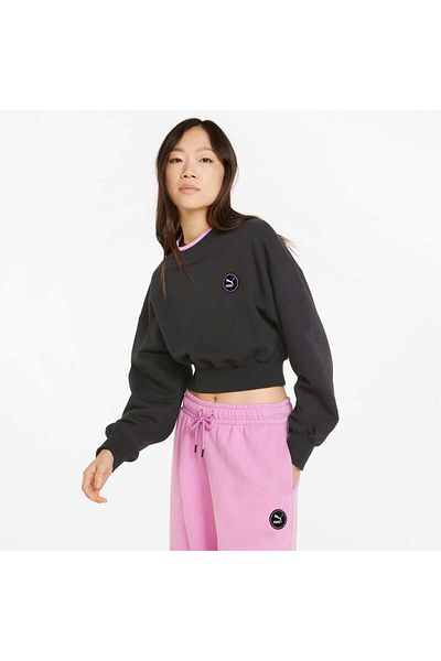 Puma Swxp Crew Tr - Hanorac crop cu talie elastică