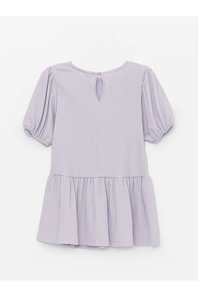 LC Waikiki Lcw Eco Lilac Bicycle Collar Short Sleeve Girl Dress