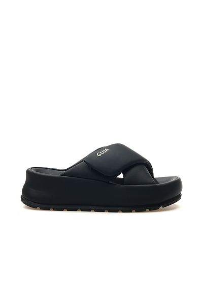 Guja Women's Thick Heeled Daily Slippers Z Black 25Y 25Y400-1