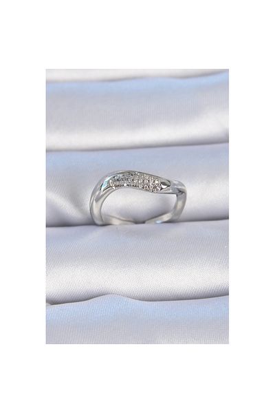 Skygo Brass Silver Color Zircon Stone Women's Ring - Tj-Byk3309
