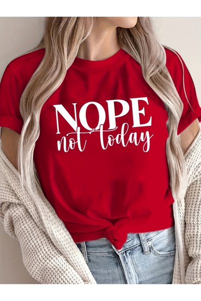 EFFRENATU تي شيرت بناتي بأكمام قصيرة وياقة دائرية مطبوع عليه No Not Today