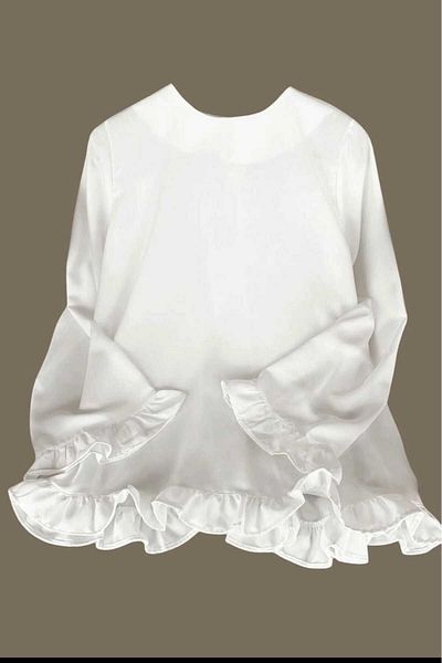 Modabenna Women's Ecru Pleated Hijab Tunic Shirt Skirt Trend Blouse