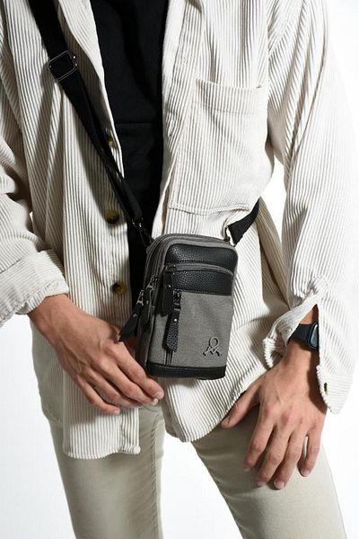 Baginn Ανδρική τσάντα τηλεφώνου από καμβά ύφασμα 20*12 εκ. Τσάντα ώμου με χιαστί λουράκι Mega Bag