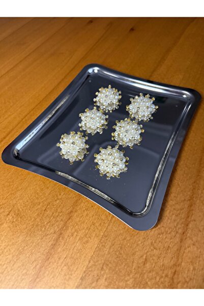 Smiling Home 6 Adet Şık İncili Gold Taşlı Broş