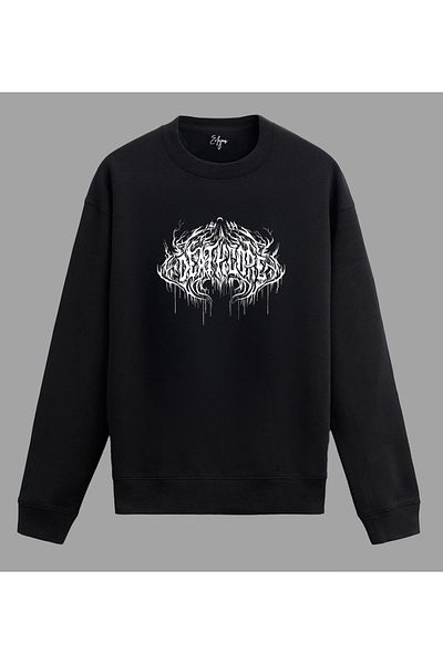 Edizen Deathcore Lettering Premium Sweatshirt Unisex Oversize 100% Cotton Black