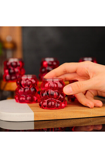 Lucky Luck 6 Pieces Premium Water Soft Drink Liquor Coffee Side Glass Set Mini Size 5cm with Grapes