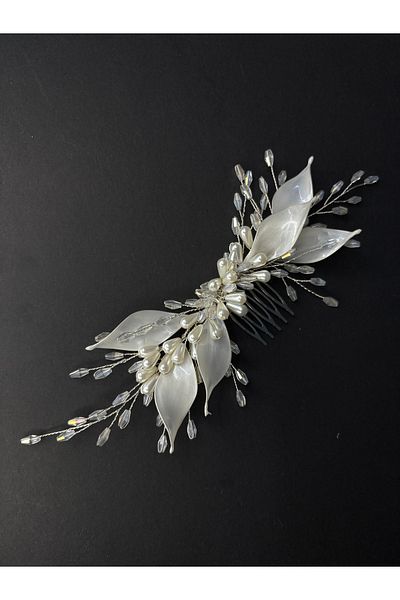 Hayalperest boncuk Vegensi Mother of Pearl Resin Bridal Hair and Turban Accessory