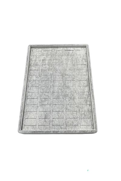 MeGass Dekor Domestic Production Small Size Suede Fabric Gray Color 24/17,5 Cm Submerged Ring Earring Table