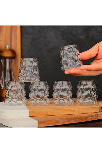 Lucky Luck 6 Pieces Premium Water Soft Drink Liquor Coffee Side Glass Set Mini Size 5cm with Grapes