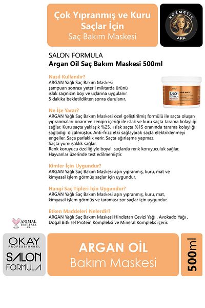 Okay 500 ml Argan Oil Salon Formula Hair Mask
