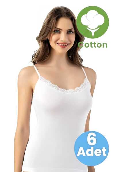 Tezzgelsin Жіночий 6-пазловий бавовняний майка з тонким мереживним декором